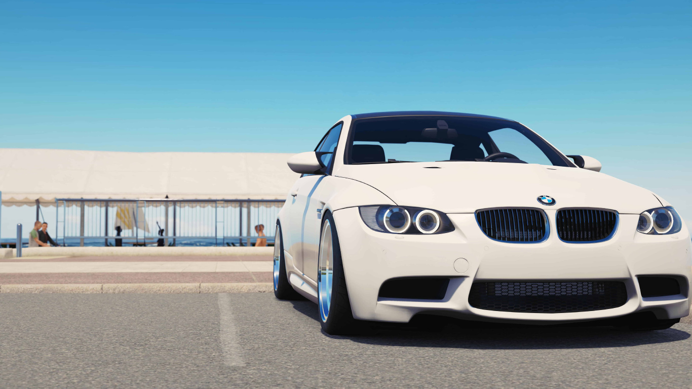White Bmw m 3 Coupe Parked on Gray Asphalt Road During Daytime. Wallpaper in 1366x768 Resolution
