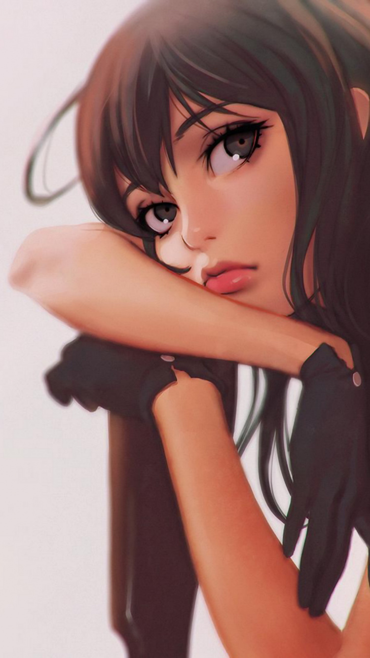 Anime Girls Cute Face Beautiful Art, Anime, Drawing, Anime Art, Cartoon. Wallpaper in 750x1334 Resolution