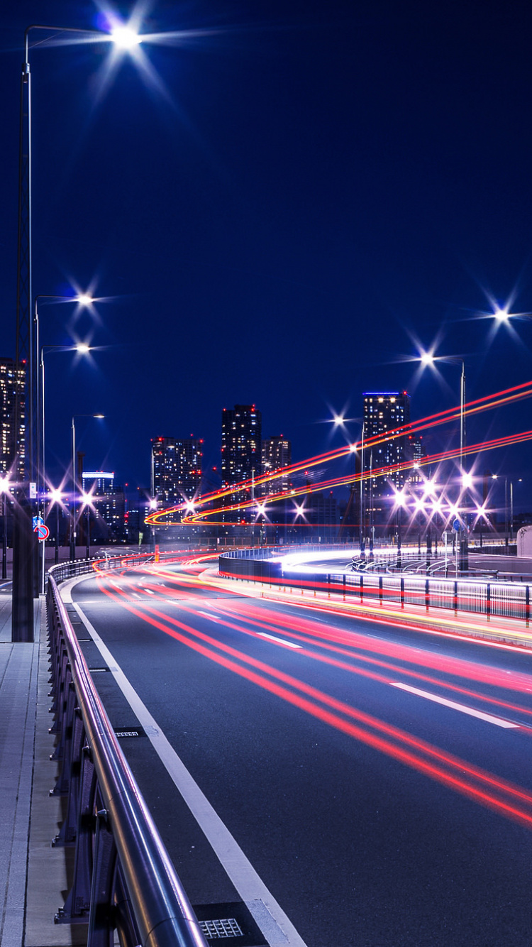 Time Lapse Photography of Cars on Road During Night Time. Wallpaper in 750x1334 Resolution