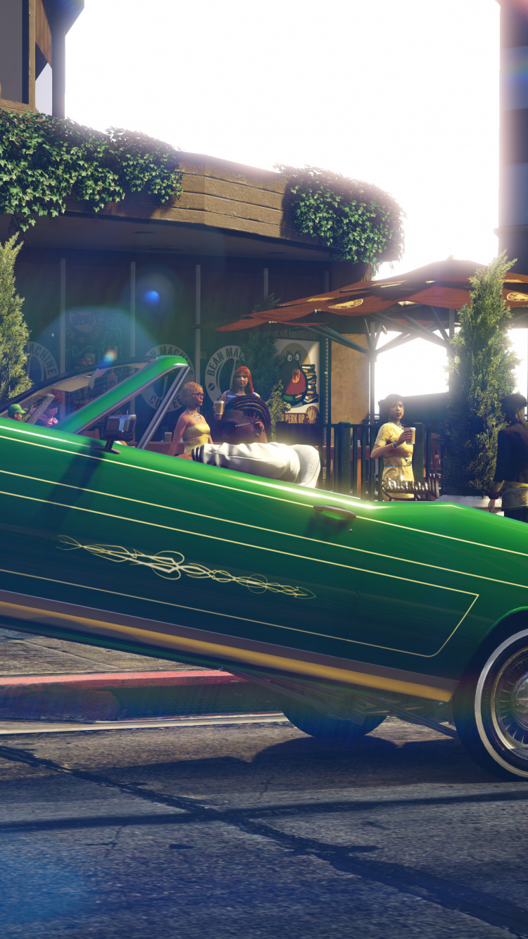 Grand Theft Auto v, Grand Theft Auto en Ligne, Rockstar Games, Lowrider, Playstation 4. Wallpaper in 750x1334 Resolution