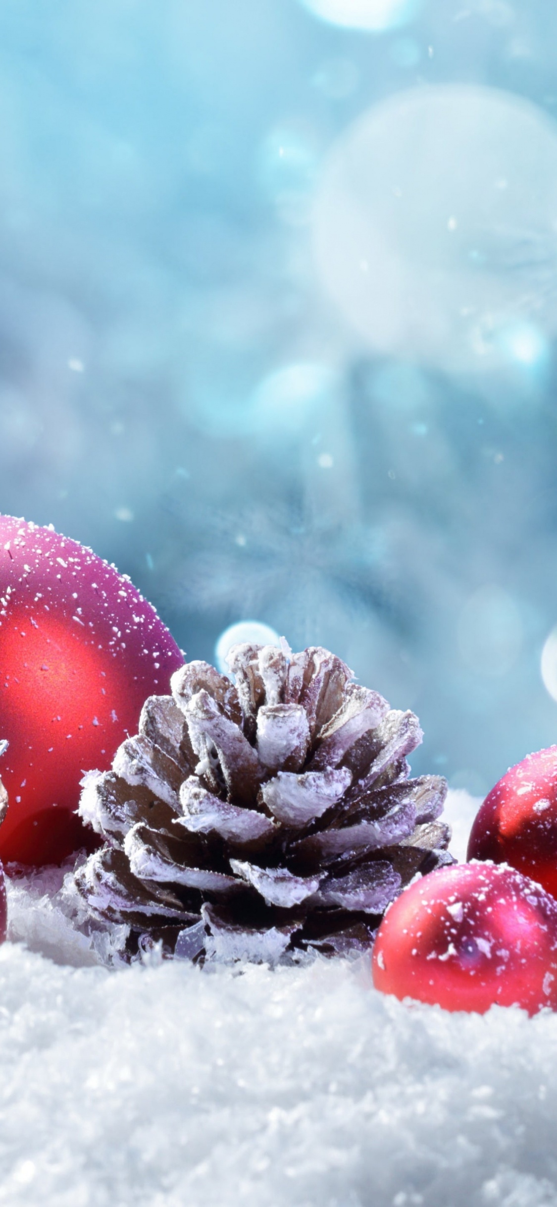 Weihnachten, Schnee, Christmas Ornament, Naturlandschaft, Branch. Wallpaper in 1125x2436 Resolution