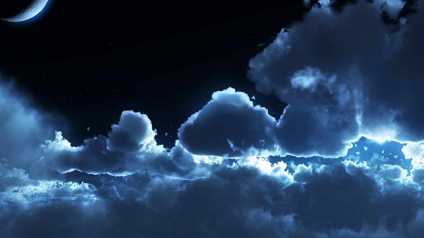Nuages Blancs et Ciel Bleu. Wallpaper in 1366x768 Resolution