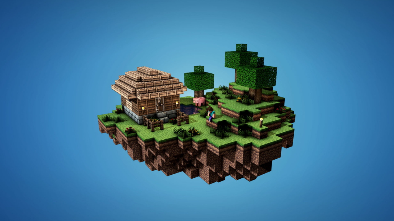 Minecraft, Baum, Städtebau, Überleben, Survival-Spiel. Wallpaper in 1280x720 Resolution