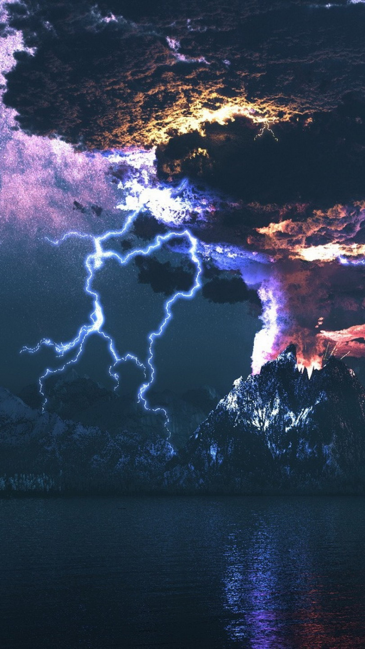 Body of Water Near Mountain Under White Clouds During Daytime. Wallpaper in 750x1334 Resolution