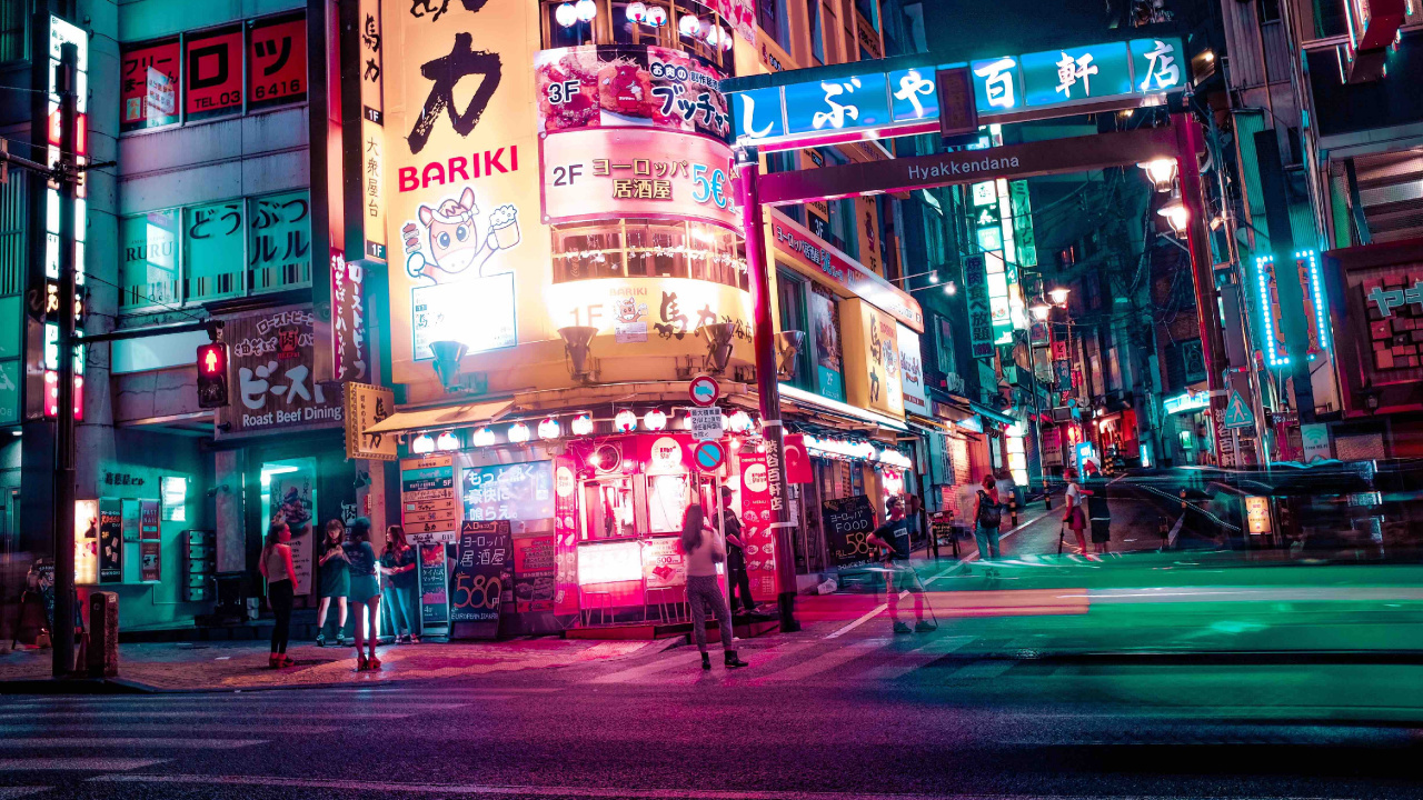 People Walking on Street During Night Time. Wallpaper in 1280x720 Resolution