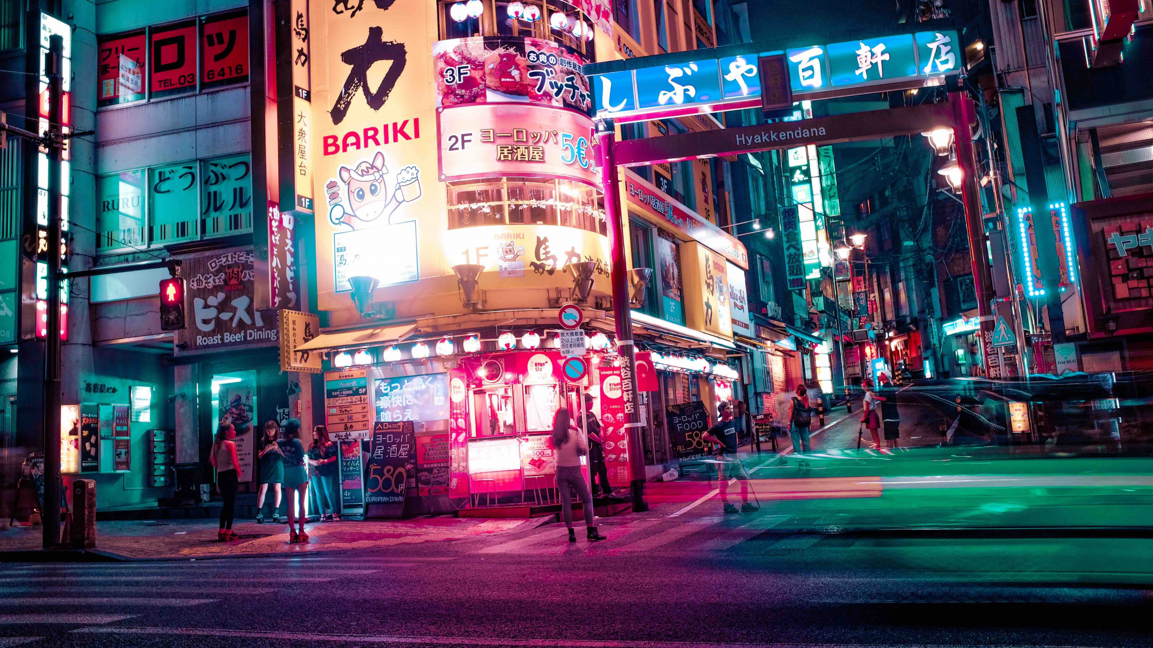 People Walking on Street During Night Time. Wallpaper in 3840x2160 Resolution