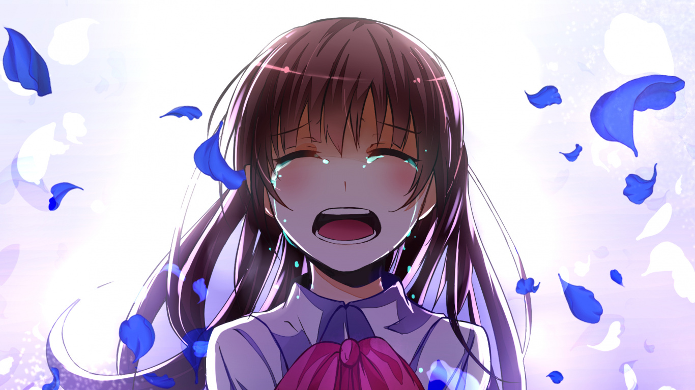 Girl in White and Black School Uniform Anime Character. Wallpaper in 1366x768 Resolution