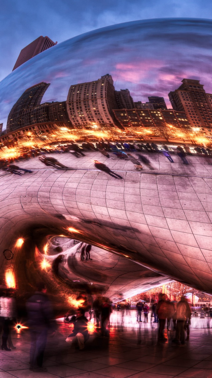 Cloud Gate Chicago Während Der Nacht. Wallpaper in 720x1280 Resolution