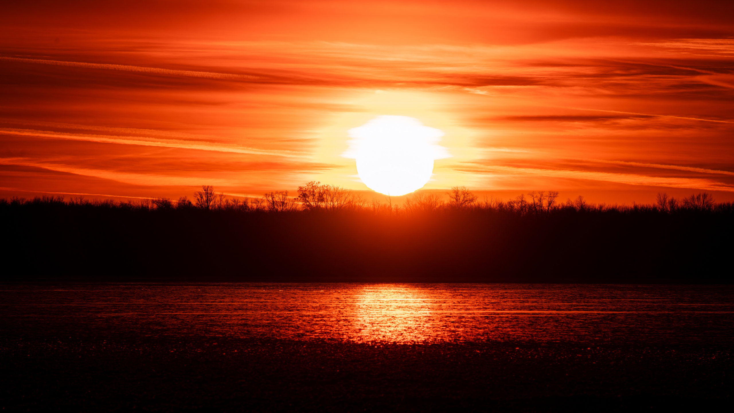 Sunrise, Afterglow, Sunset, Evening, Red. Wallpaper in 2560x1440 Resolution