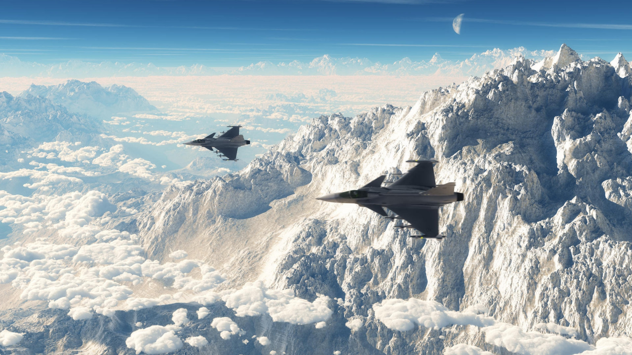 Black Jet Plane Flying Over Snow Covered Mountain During Daytime. Wallpaper in 1280x720 Resolution