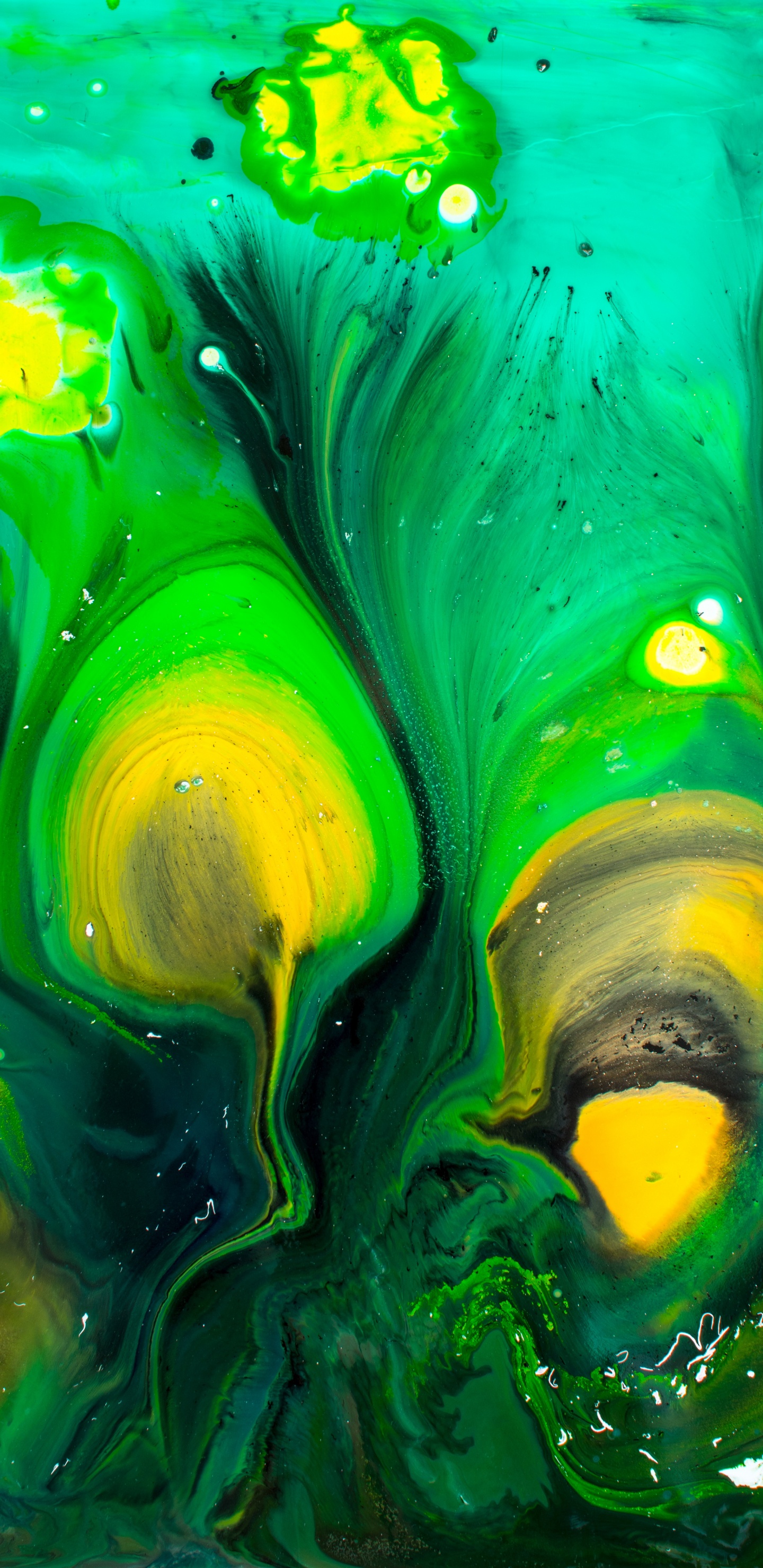 Pintura Abstracta Verde y Amarilla. Wallpaper in 1440x2960 Resolution
