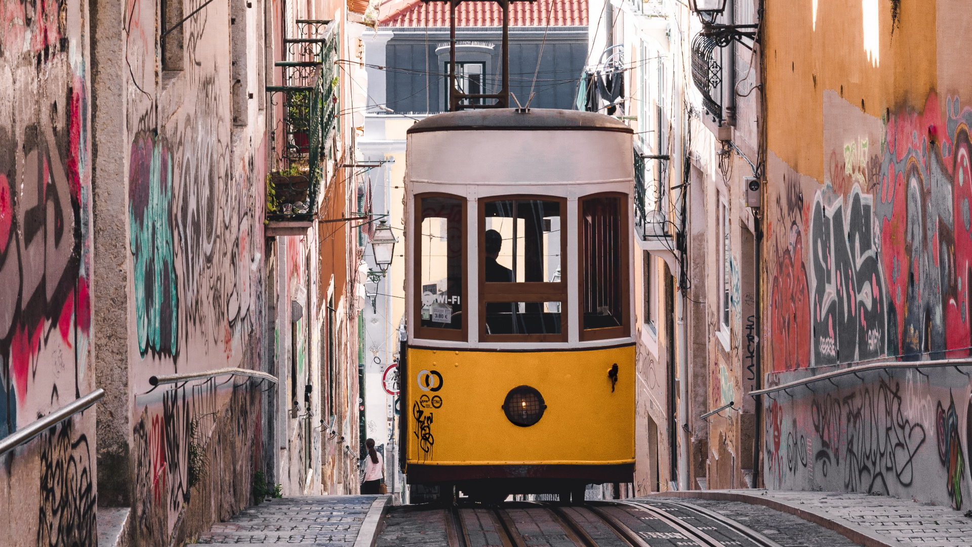 Yellow and Black Tram on Street During Daytime. Wallpaper in 1920x1080 Resolution