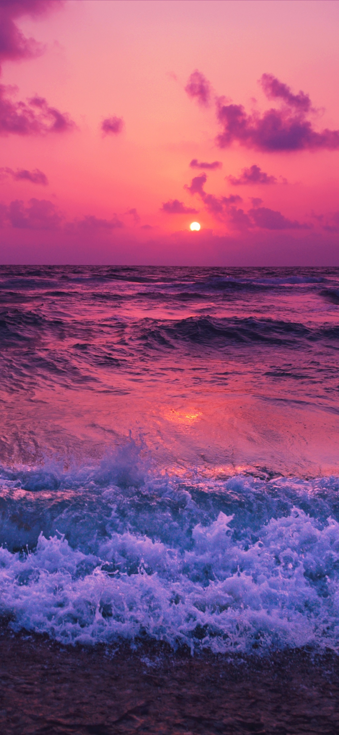 Sonnenuntergang, Strand, Wind Welle, Meer, Horizont. Wallpaper in 1125x2436 Resolution