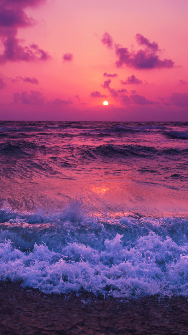 Sonnenuntergang, Strand, Wind Welle, Meer, Horizont. Wallpaper in 750x1334 Resolution