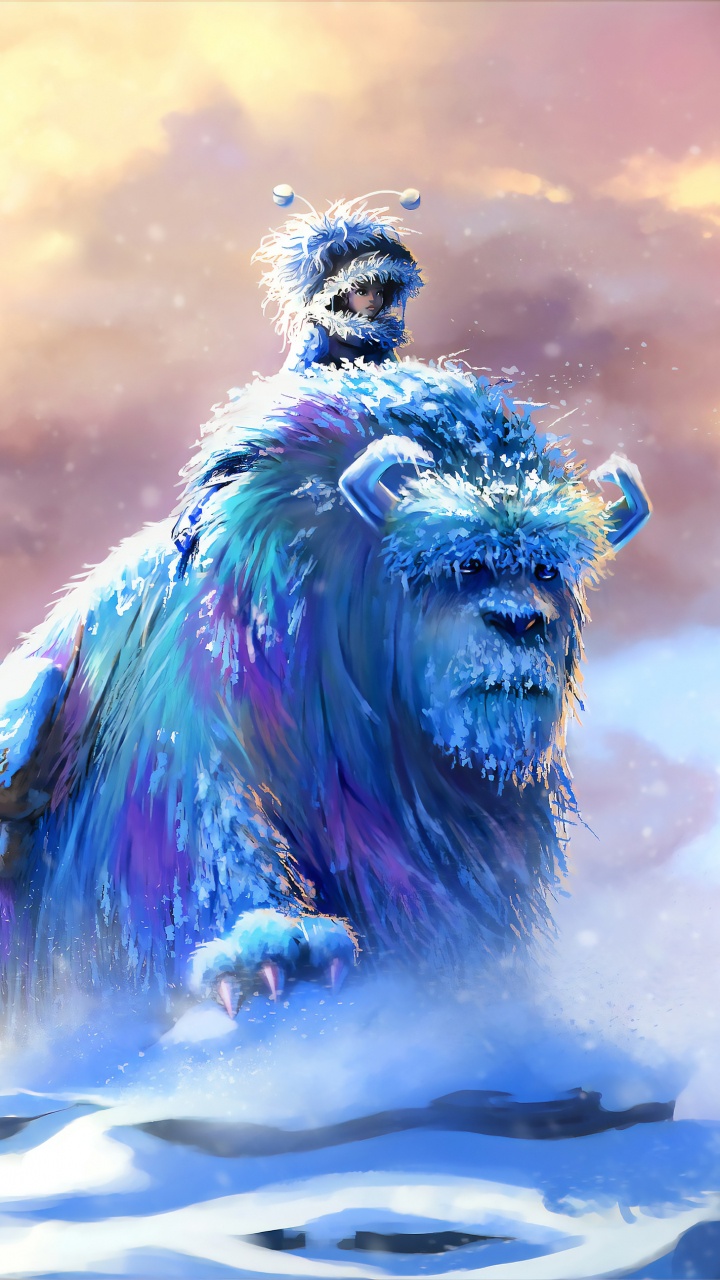 Lion Brun Avec Peinture Fumée Rose et Bleue. Wallpaper in 720x1280 Resolution