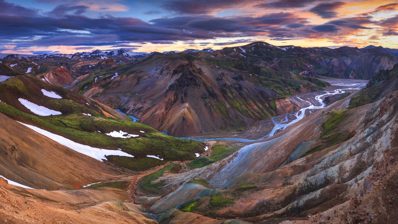 Berg, Island, Landmannalaugar, Thrsmrk, Mount Scenery. Wallpaper in 1366x768 Resolution