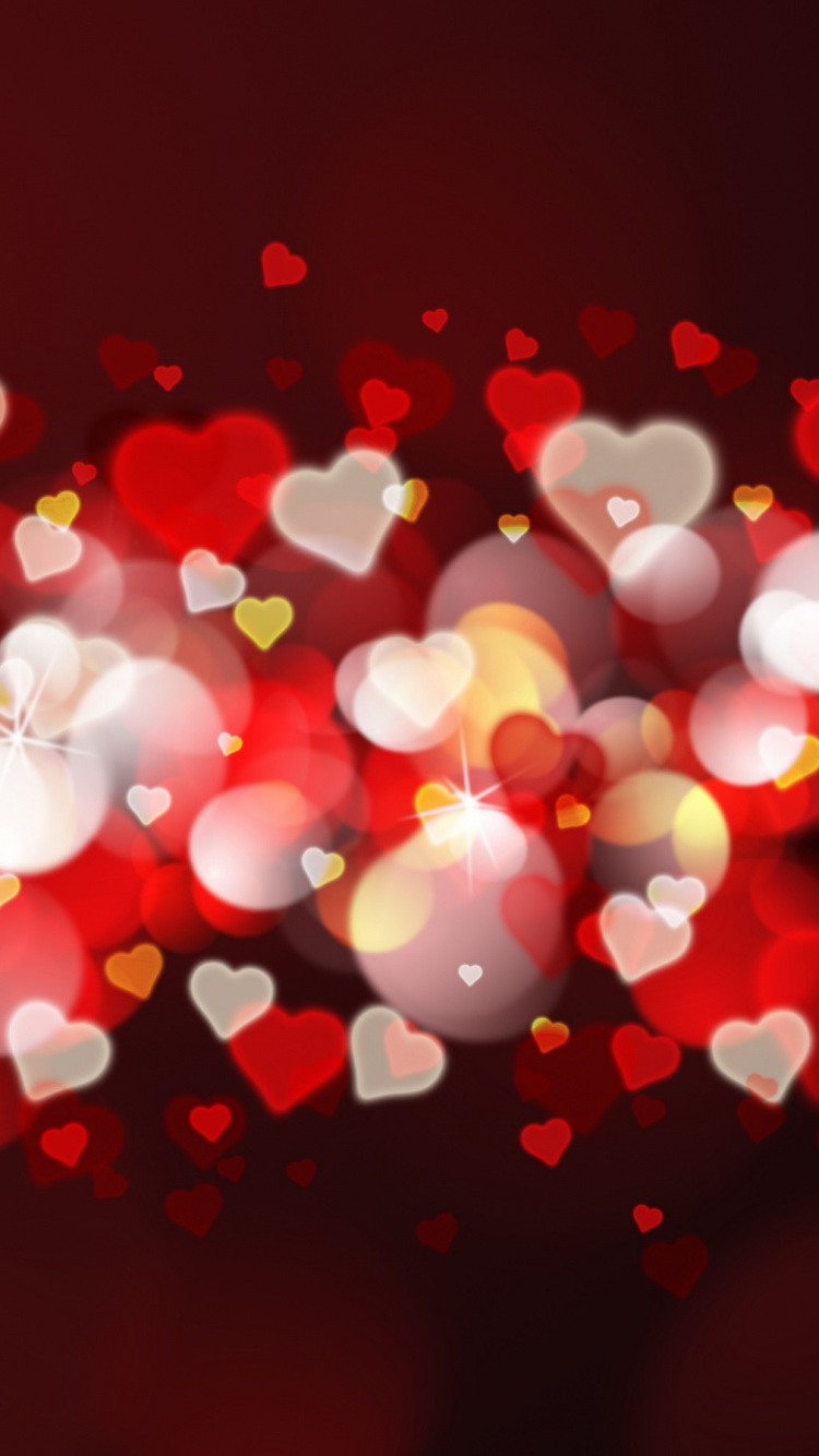 Herzen, Licht, Valentines Tag, Liebe, Illustration. Wallpaper in 750x1334 Resolution