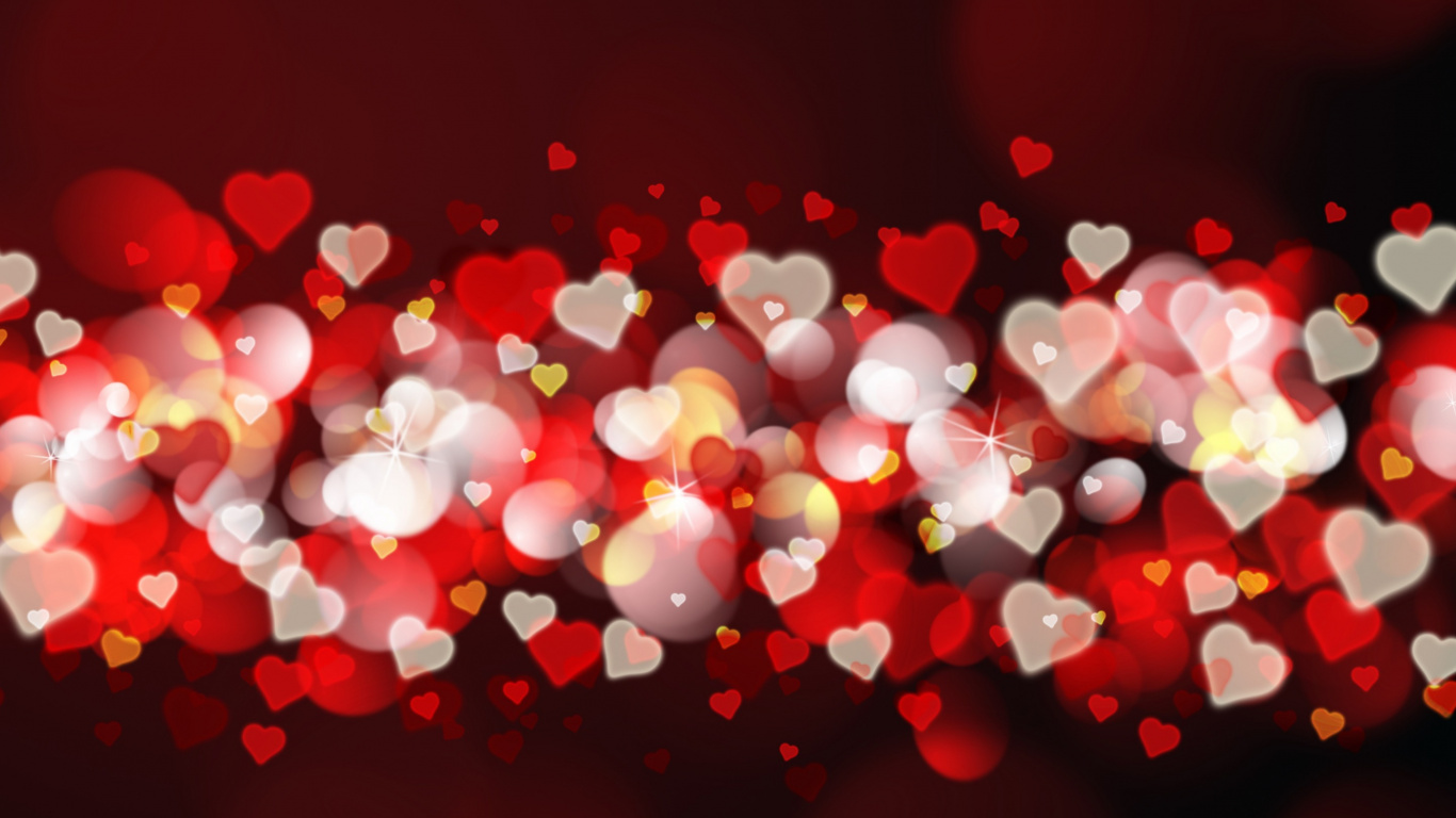 Cœur, Red, Lumière, le Jour de Valentines, Amour. Wallpaper in 1366x768 Resolution