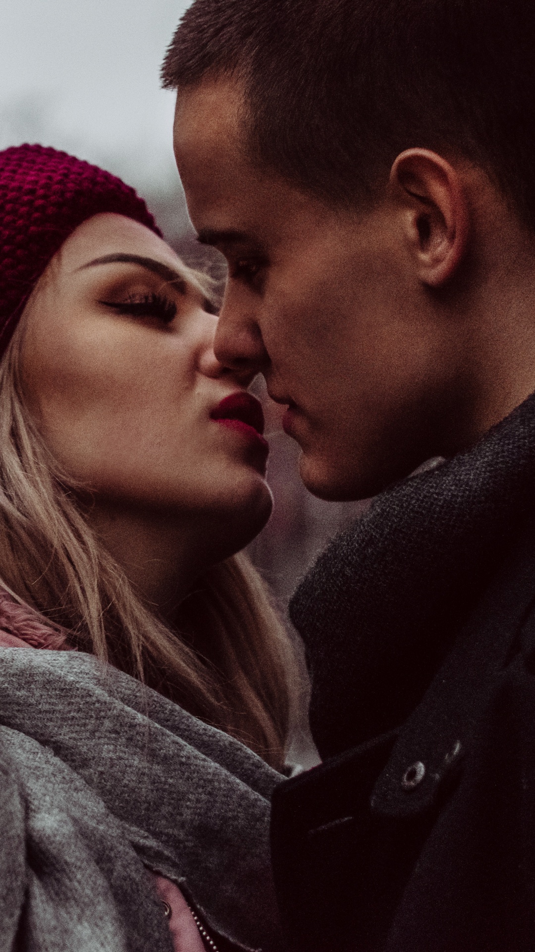 吻, 红色的, 相互作用, 脸颊, 浪漫 壁纸 1080x1920 允许