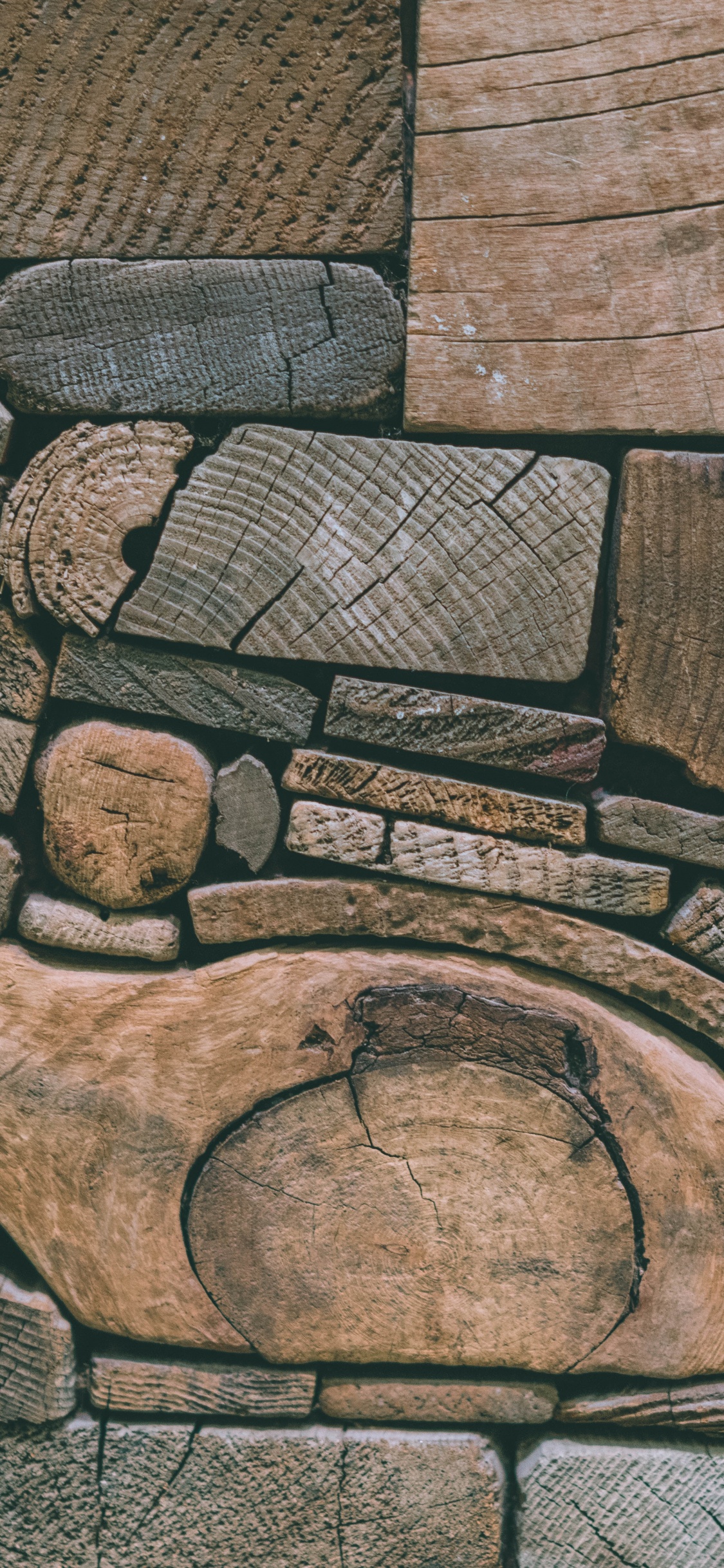 木, 纹理, 砌砖, 砖, 石壁 壁纸 1125x2436 允许