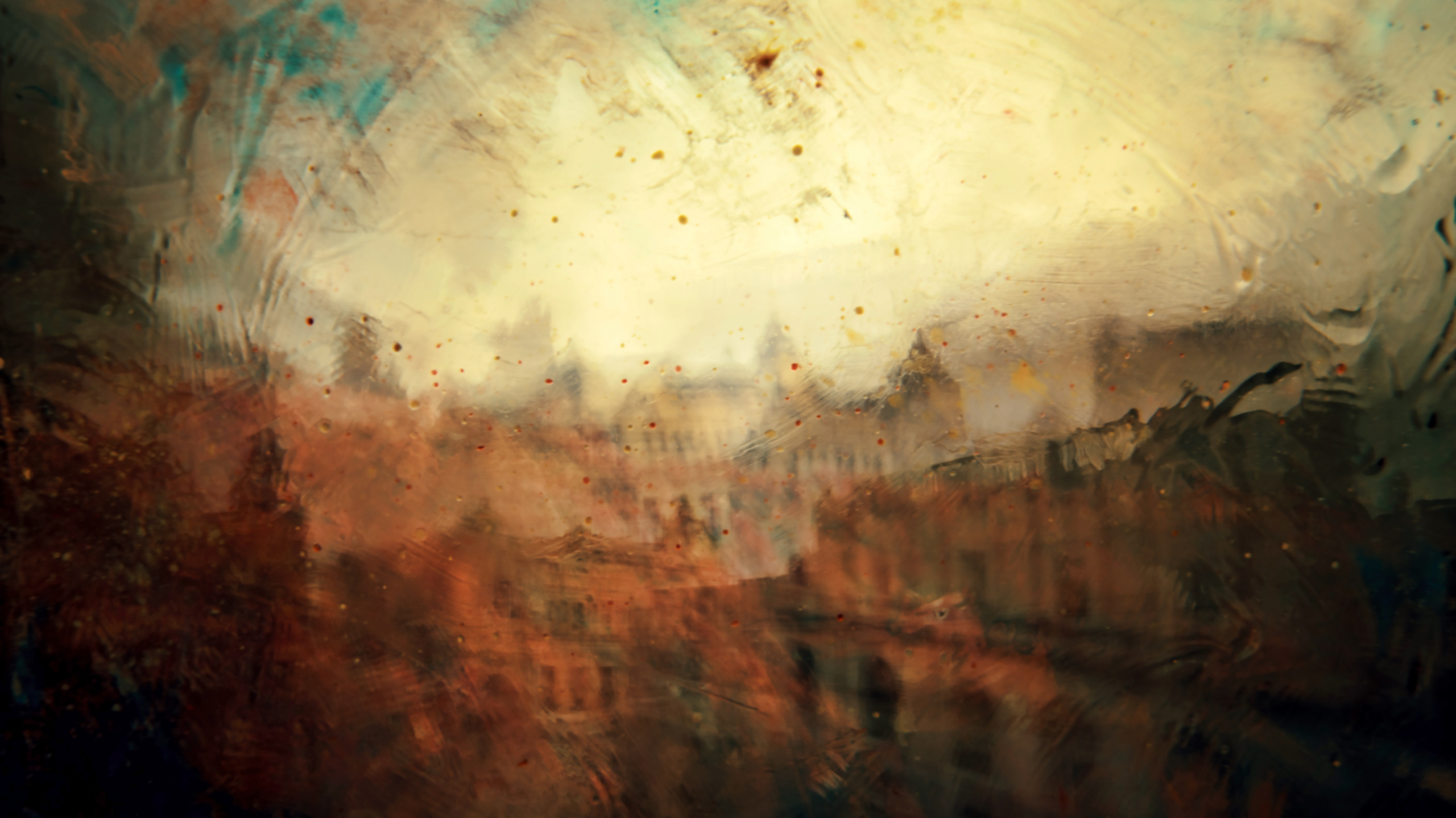 Brown and Blue Abstract Painting. Wallpaper in 2560x1440 Resolution