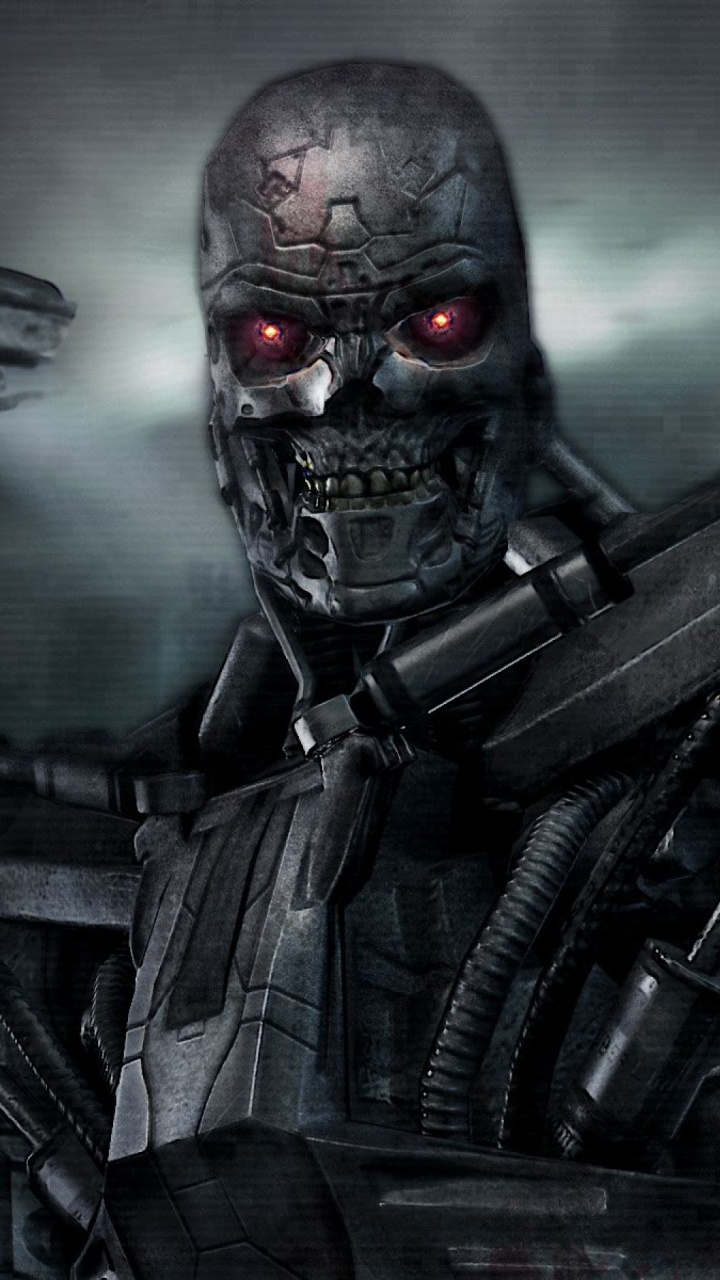 Black and Red Skull With Black and Gray Vest. Wallpaper in 720x1280 Resolution