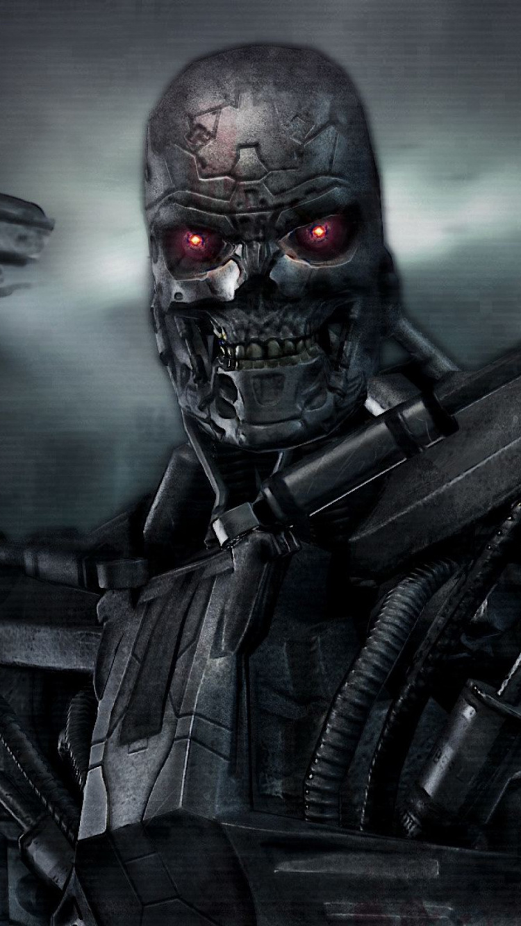 Black and Red Skull With Black and Gray Vest. Wallpaper in 750x1334 Resolution