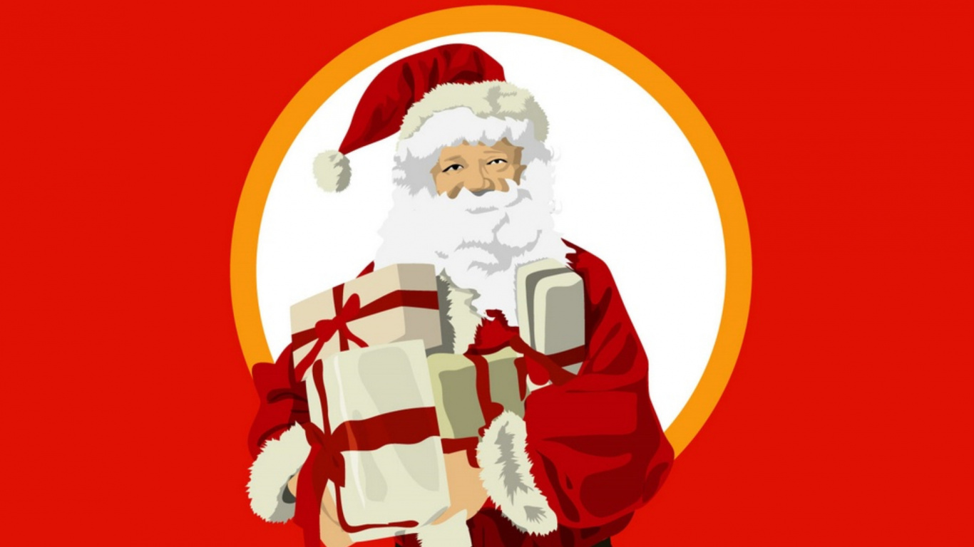 Weihnachten, Weihnachtsmann, Illustration, Kunst, Christmas Ornament. Wallpaper in 1366x768 Resolution