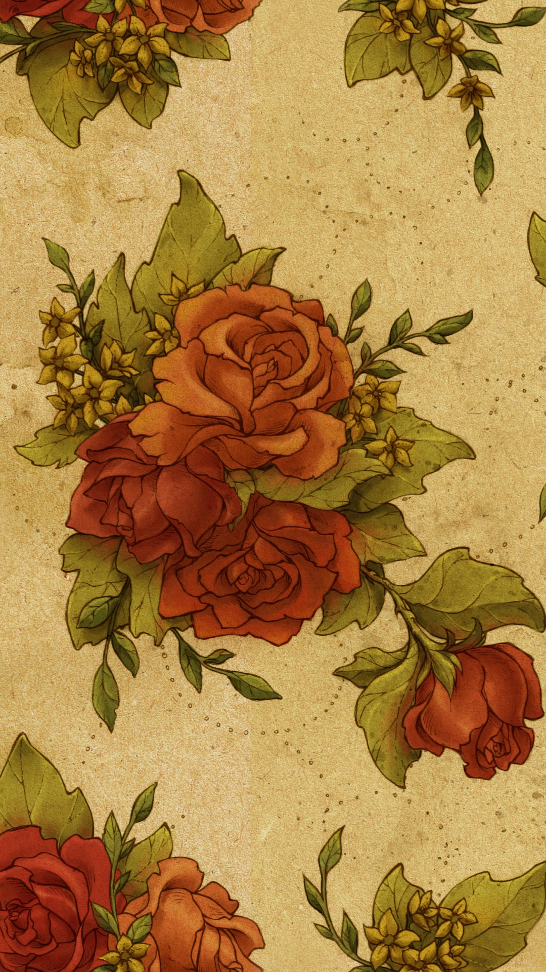 Red and Green Flower Painting. Wallpaper in 1080x1920 Resolution