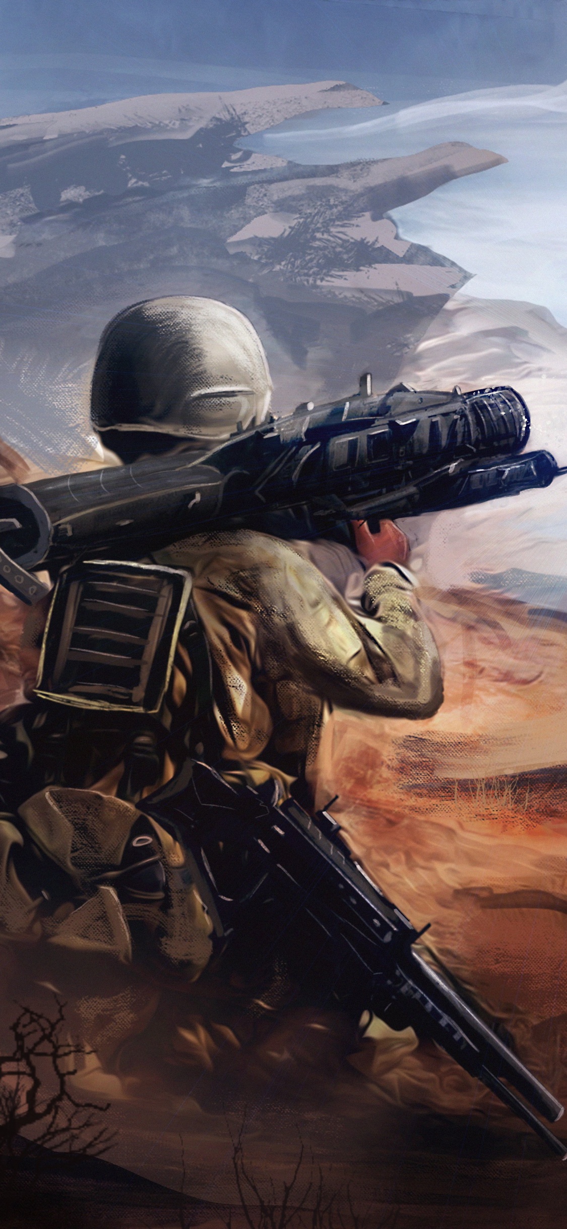 Rifle de Explotación de Robot Negro y Gris. Wallpaper in 1125x2436 Resolution