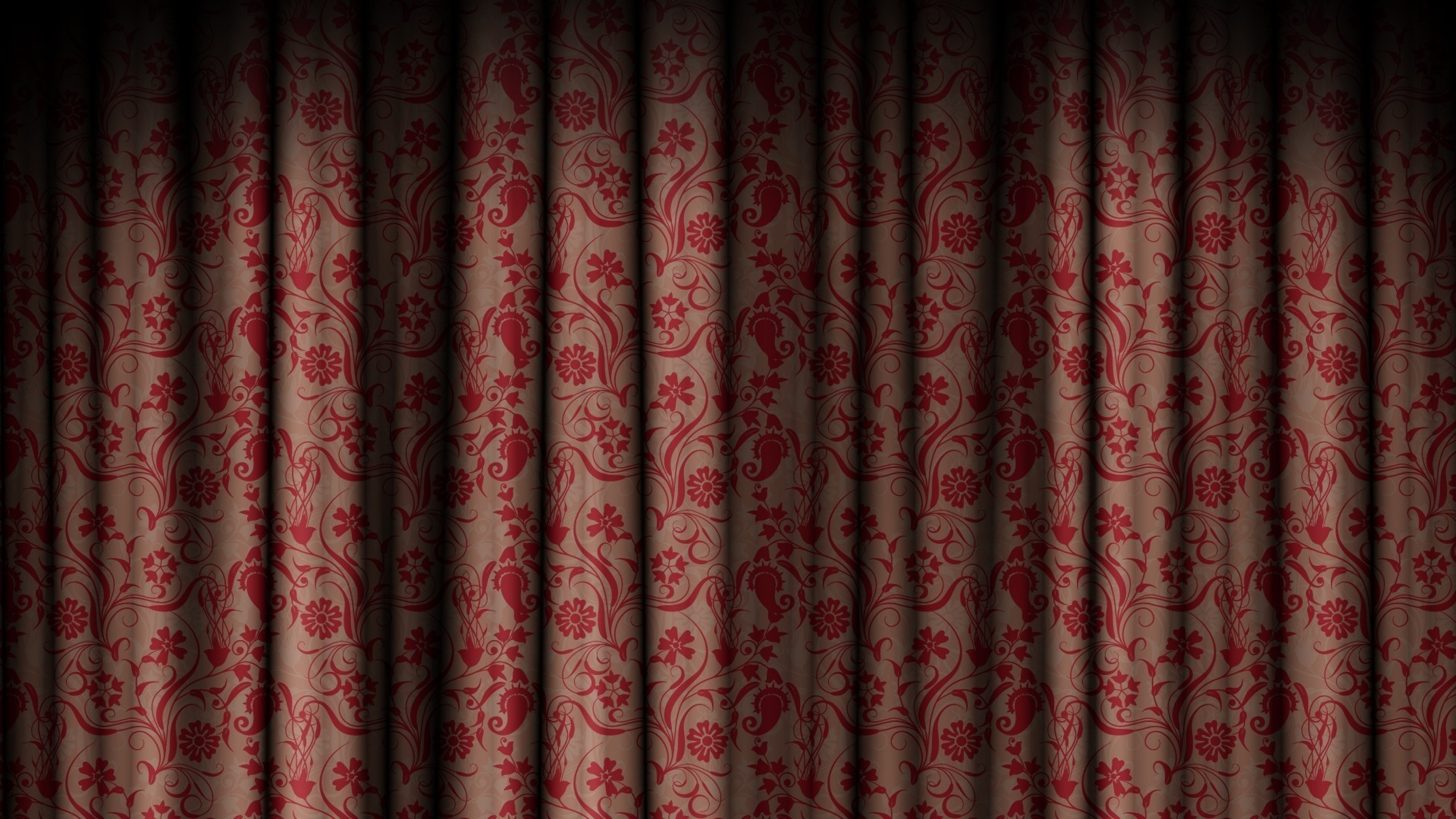 White and Red Floral Curtain. Wallpaper in 3840x2160 Resolution