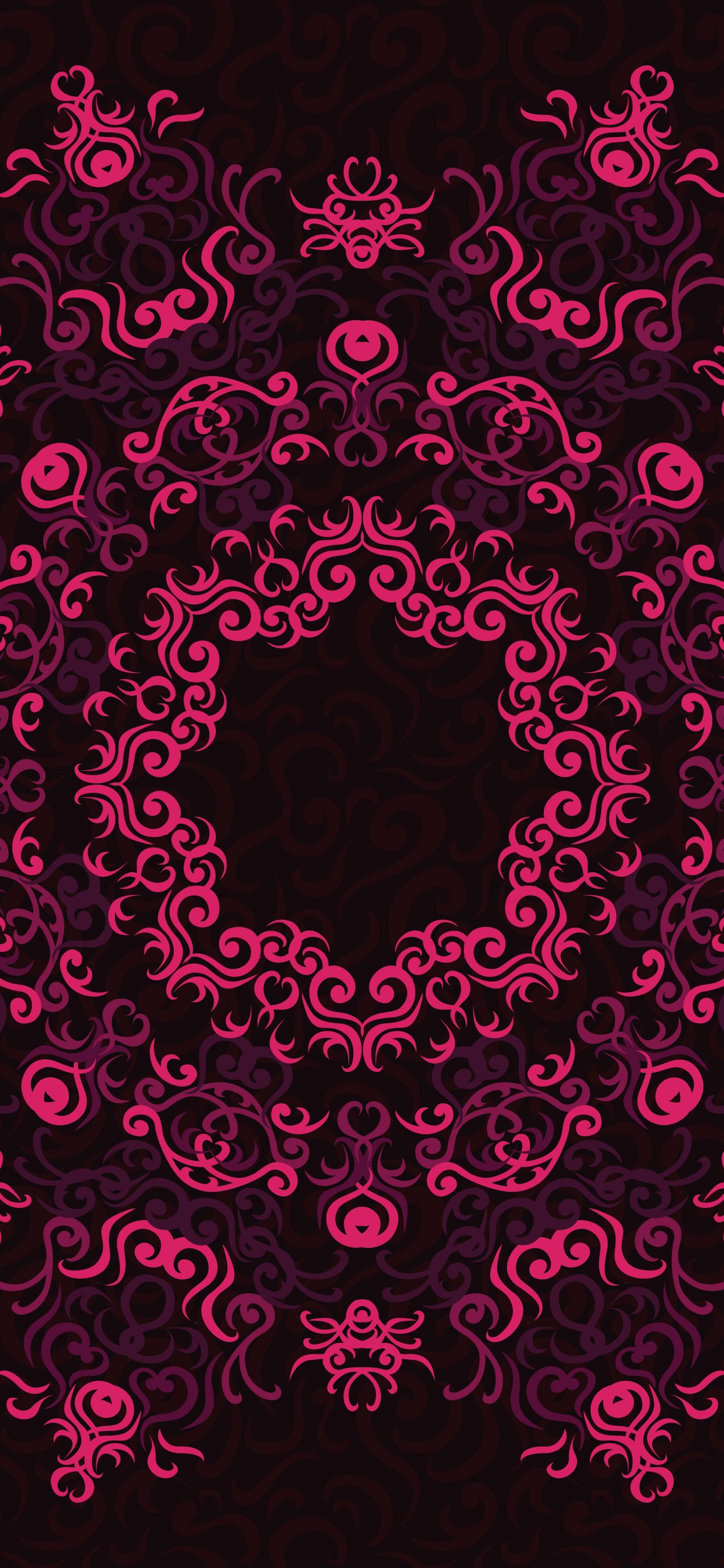 Ilustración de Corazón Floral Rosa y Negro. Wallpaper in 1242x2688 Resolution