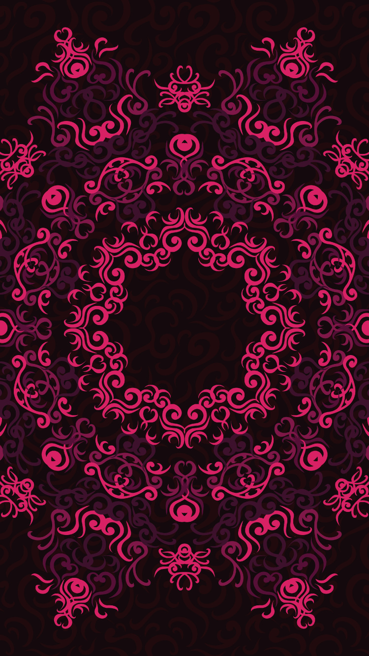 Ilustración de Corazón Floral Rosa y Negro. Wallpaper in 750x1334 Resolution