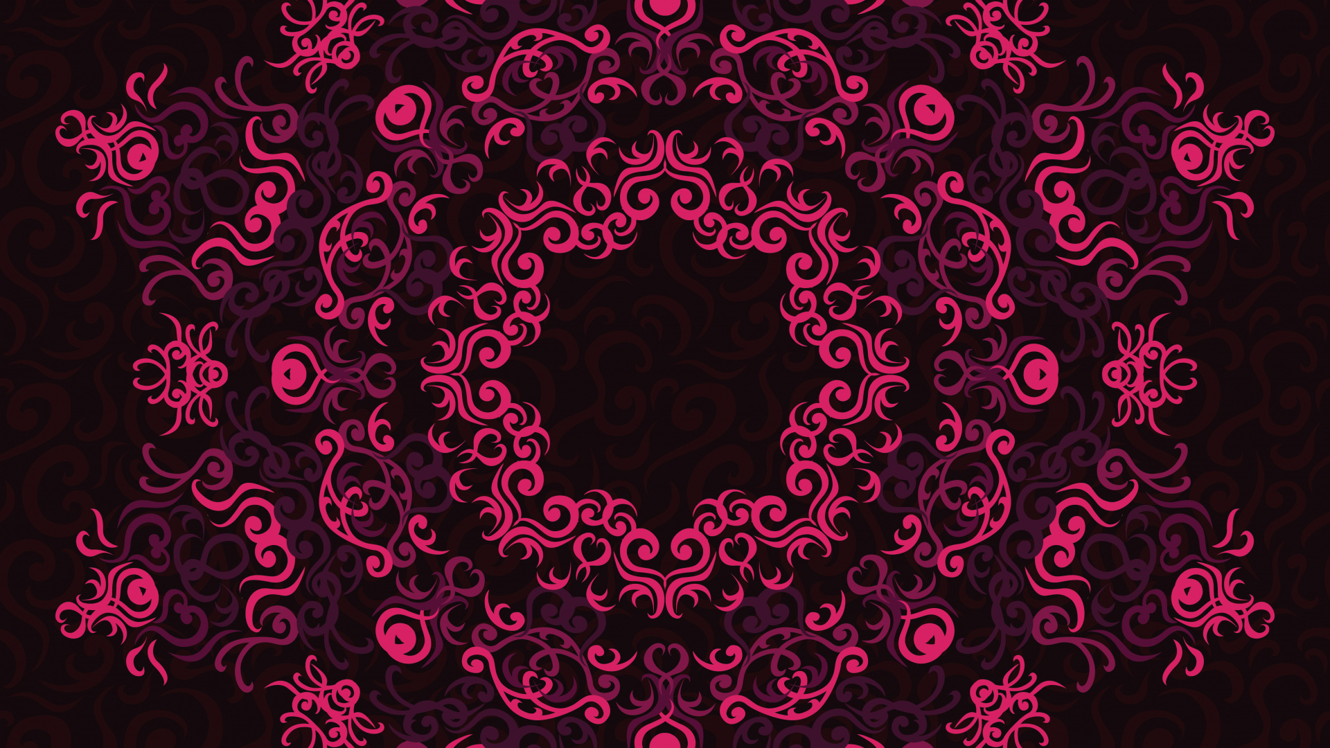 Pink and Black Floral Heart Illustration. Wallpaper in 1920x1080 Resolution