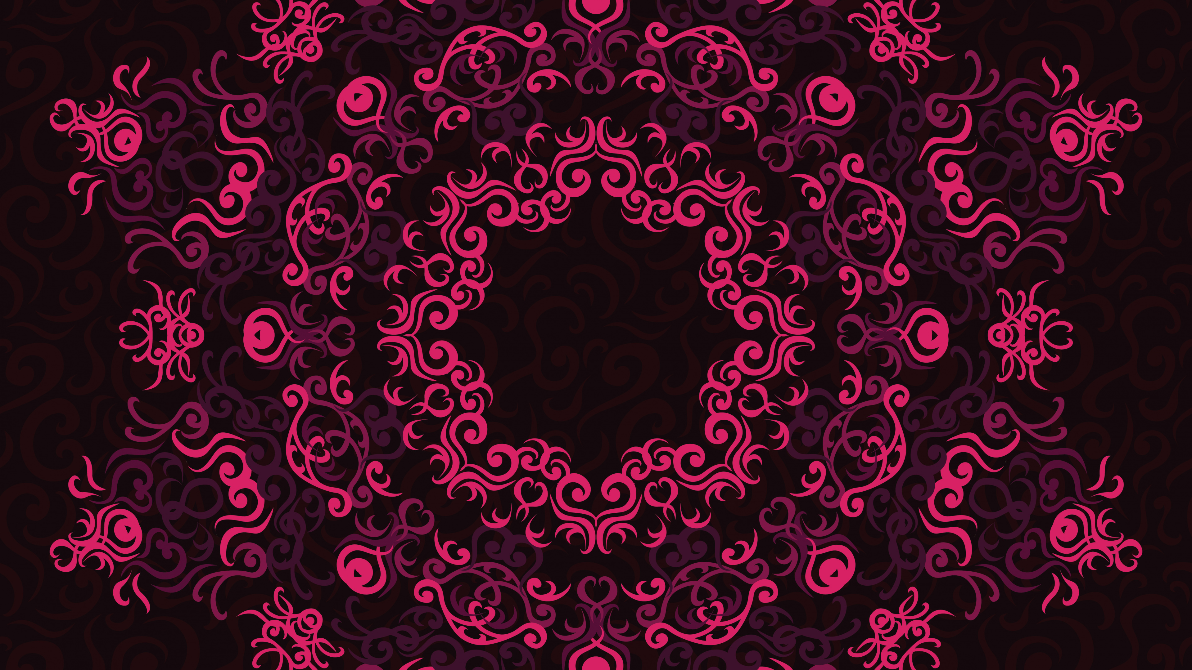 Pink and Black Floral Heart Illustration. Wallpaper in 3840x2160 Resolution