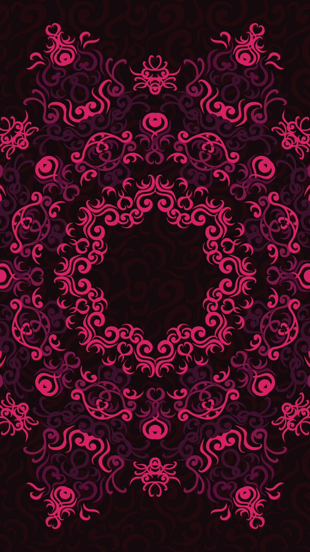 Illustration de Coeur Floral Rose et Noir. Wallpaper in 1080x1920 Resolution