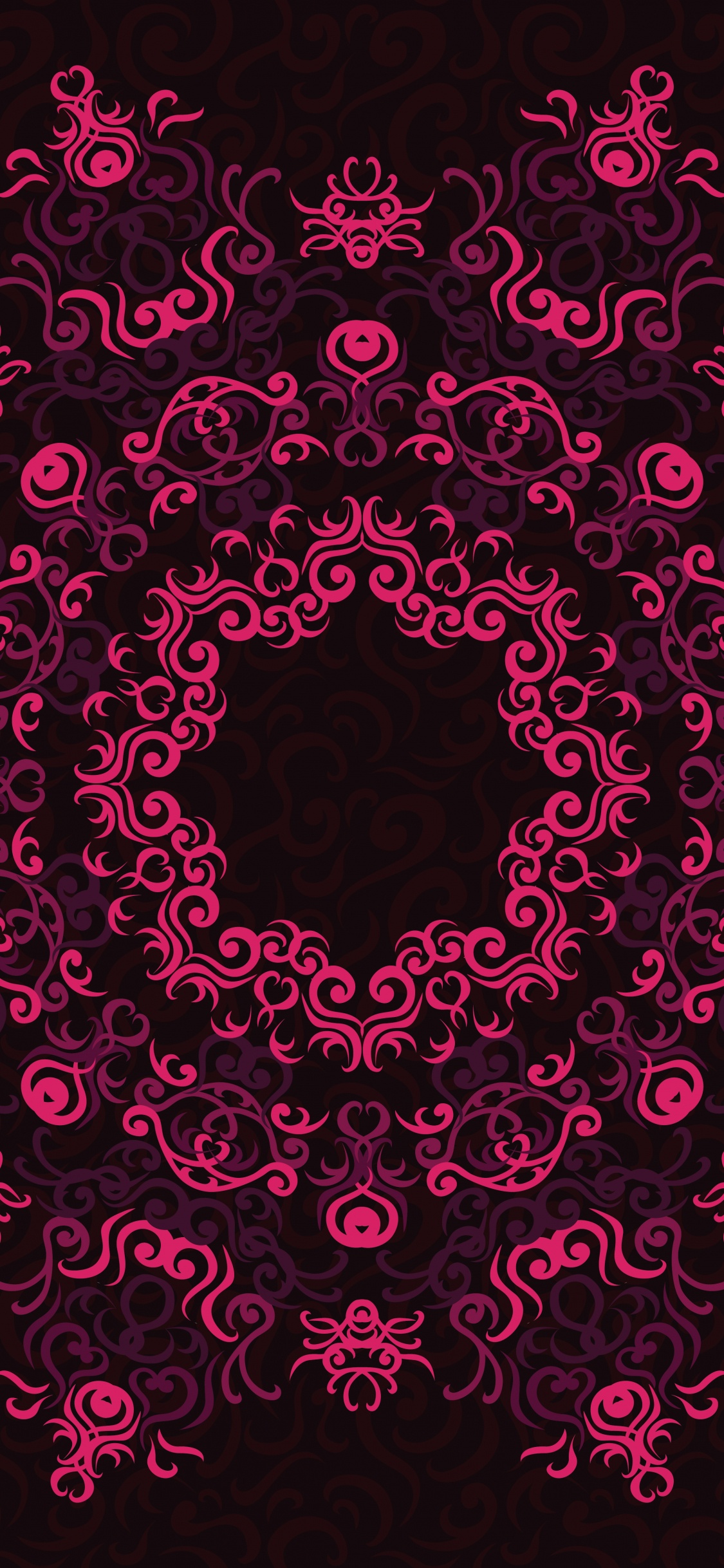 Illustration de Coeur Floral Rose et Noir. Wallpaper in 1125x2436 Resolution