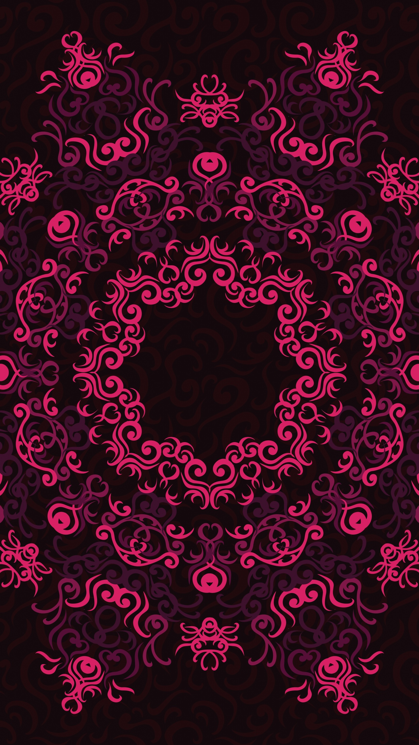 Illustration de Coeur Floral Rose et Noir. Wallpaper in 1440x2560 Resolution