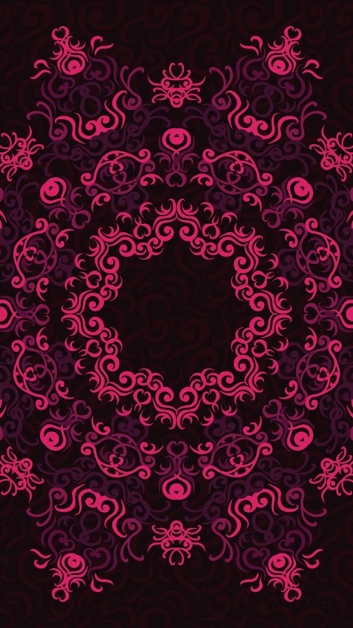 Illustration de Coeur Floral Rose et Noir. Wallpaper in 720x1280 Resolution