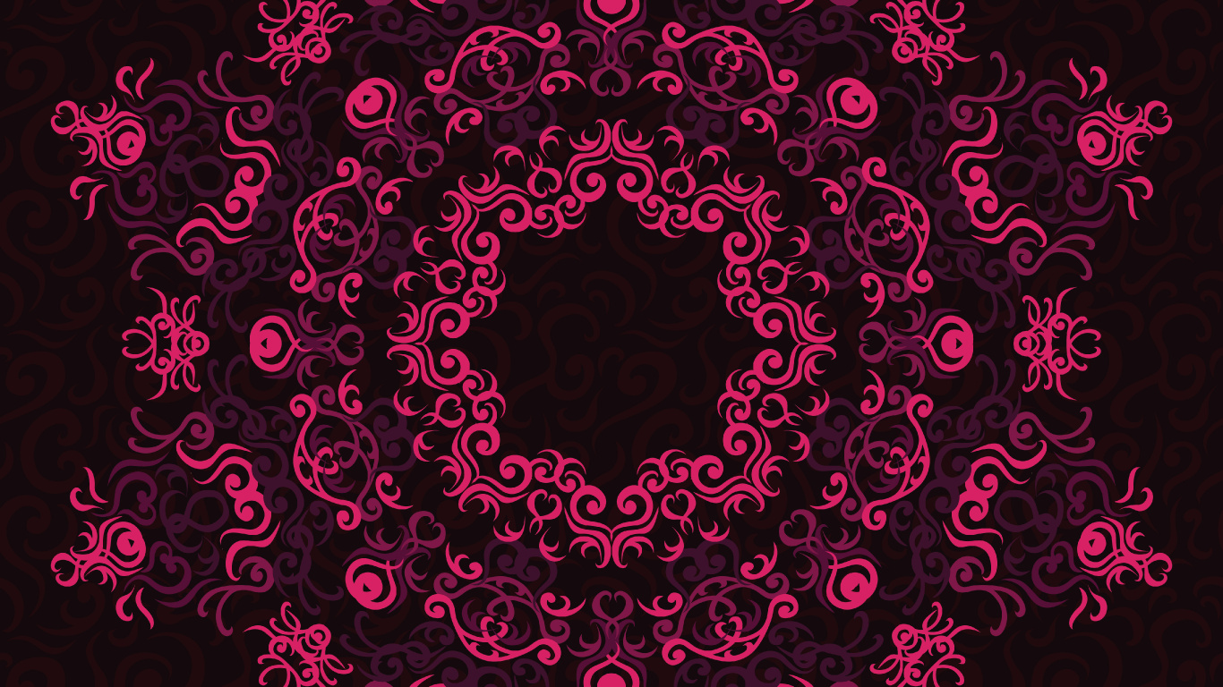 Rosa Und Schwarze Blumenherzillustration. Wallpaper in 1366x768 Resolution