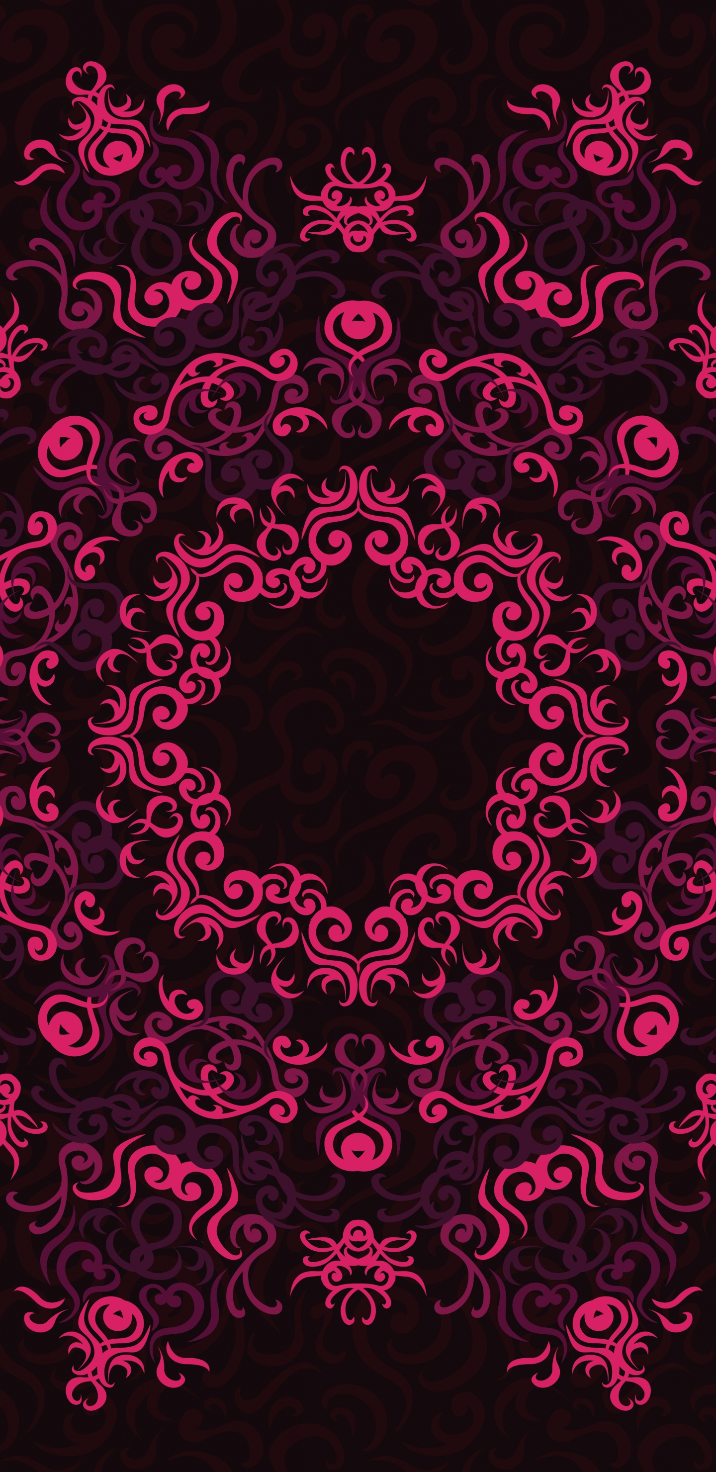 Rosa Und Schwarze Blumenherzillustration. Wallpaper in 1440x2960 Resolution