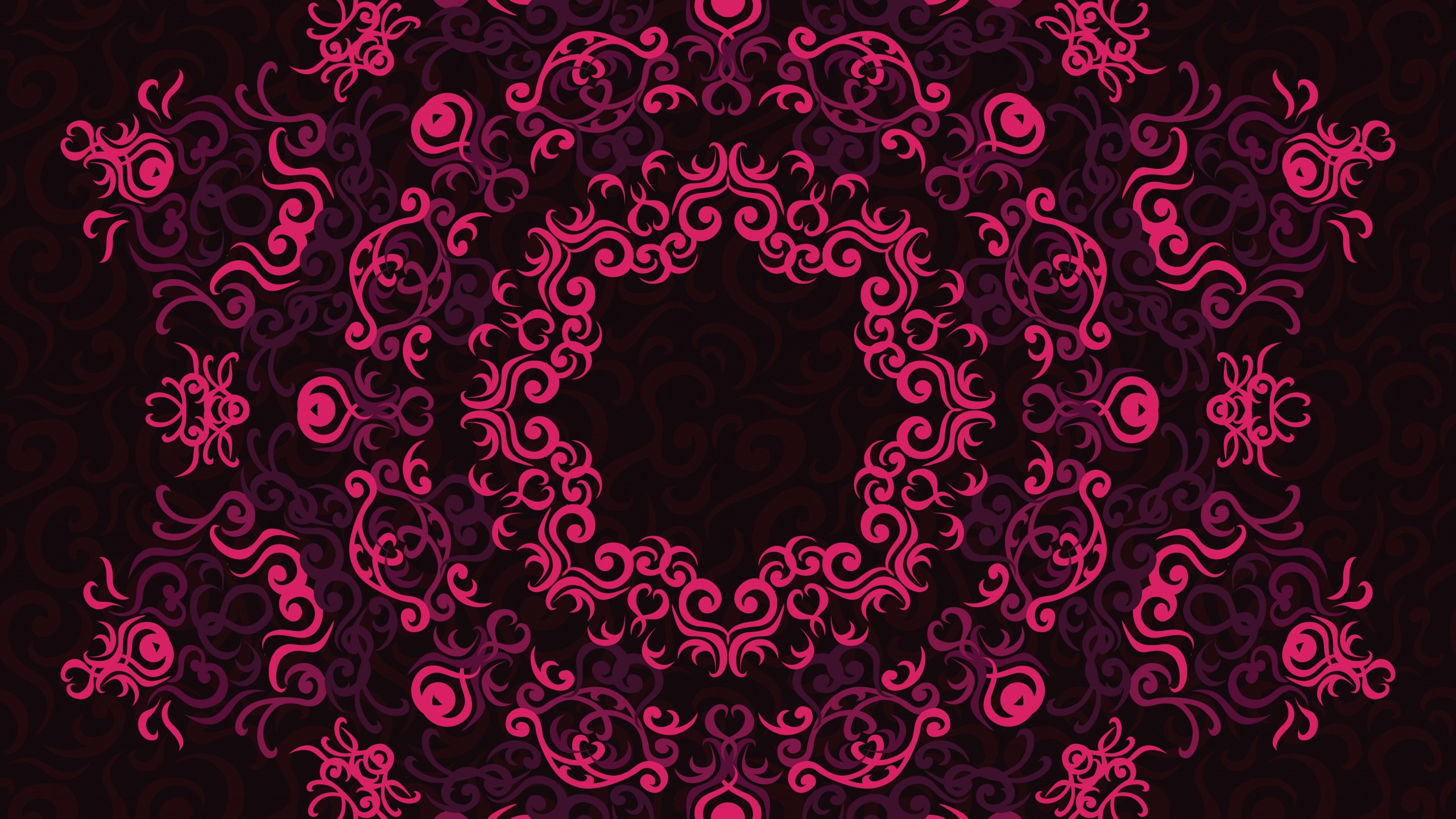 Rosa Und Schwarze Blumenherzillustration. Wallpaper in 2560x1440 Resolution