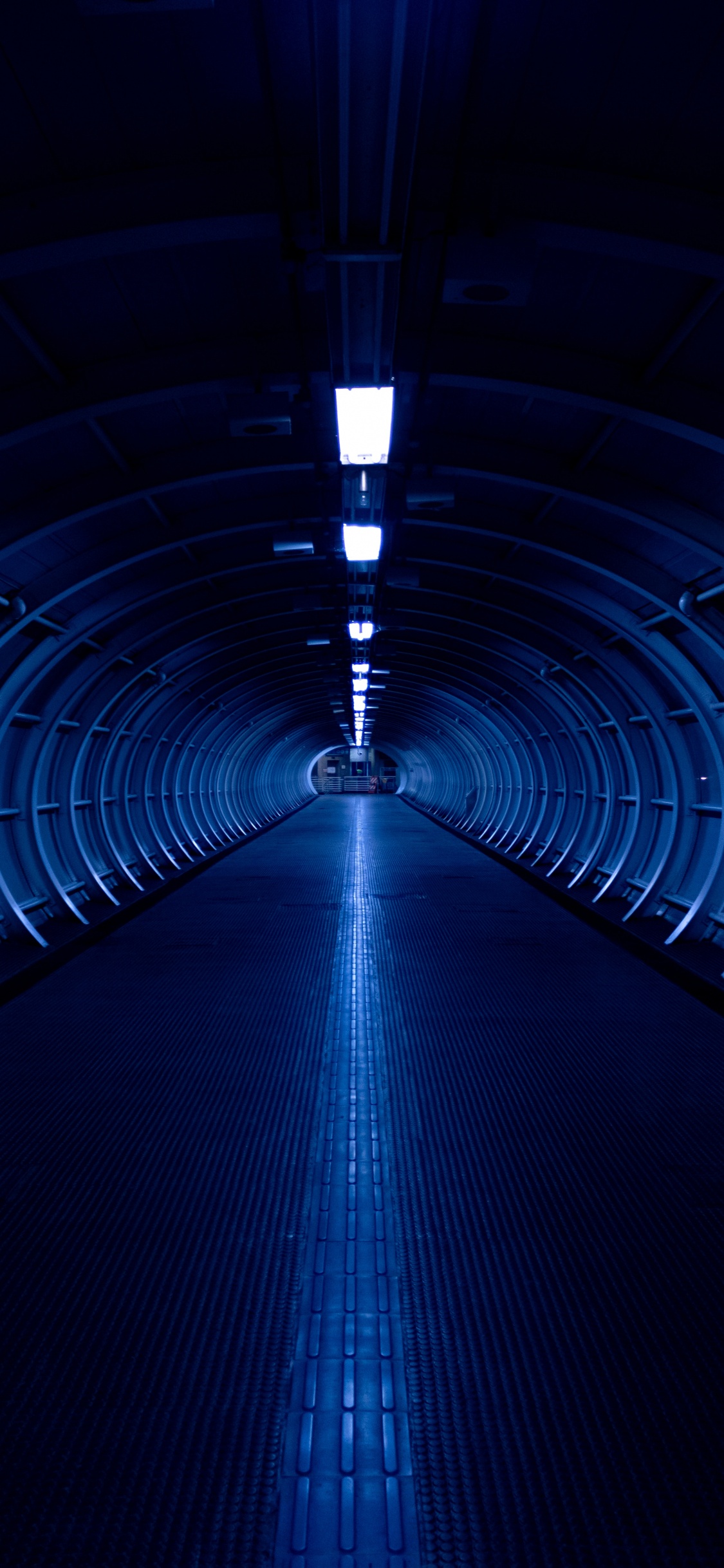 Tunnel Bleu et Blanc Avec Des Lumières. Wallpaper in 1125x2436 Resolution