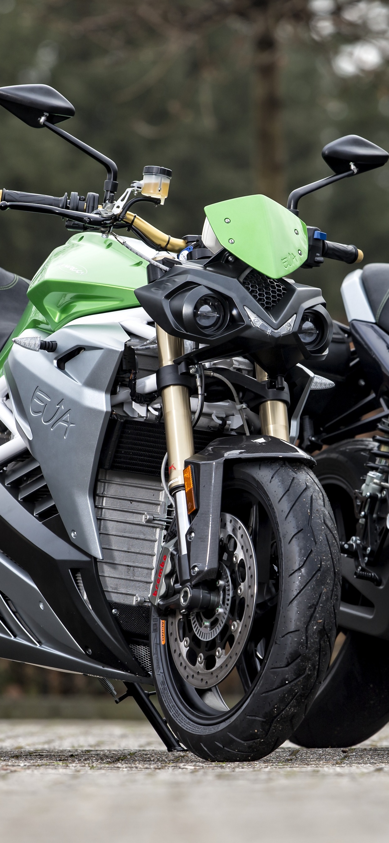 Grünes Und Schwarzes Sportrad. Wallpaper in 1242x2688 Resolution