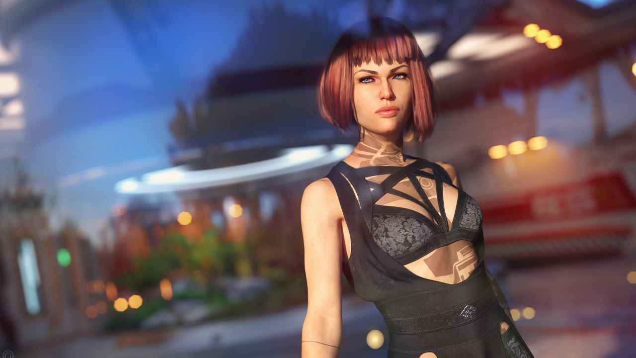 Woman in Black Spaghetti Strap Top. Wallpaper in 1280x720 Resolution