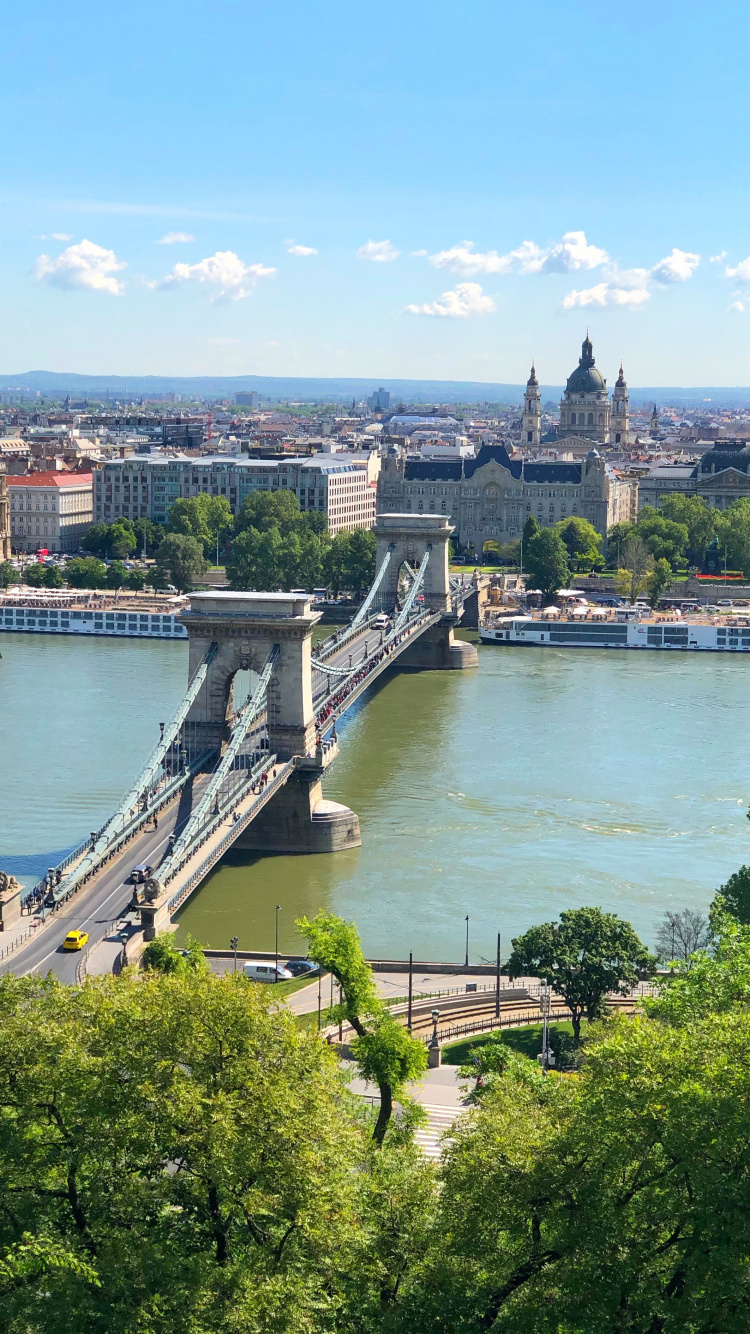 Szchenyi Chain Bridge, Body of Water, Bridge, Water, Water Resources. Wallpaper in 750x1334 Resolution