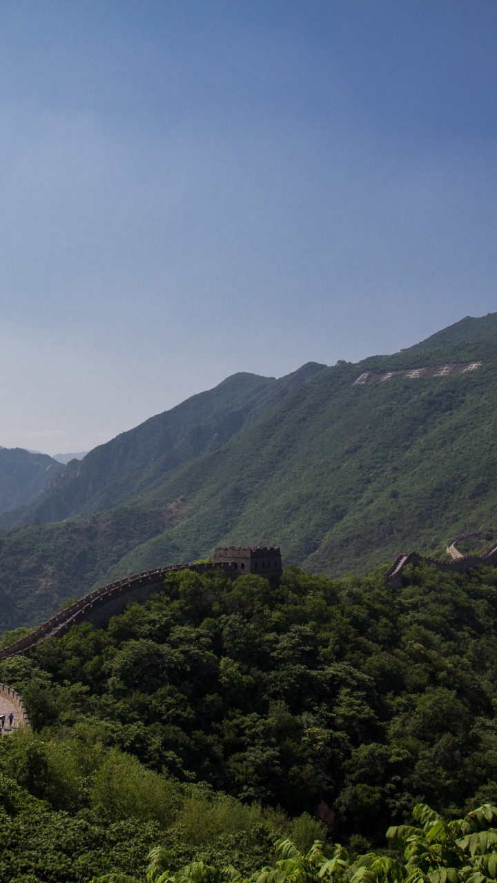 中国的长城, 多山的地貌, 山站, 高地, 植被 壁纸 720x1280 允许