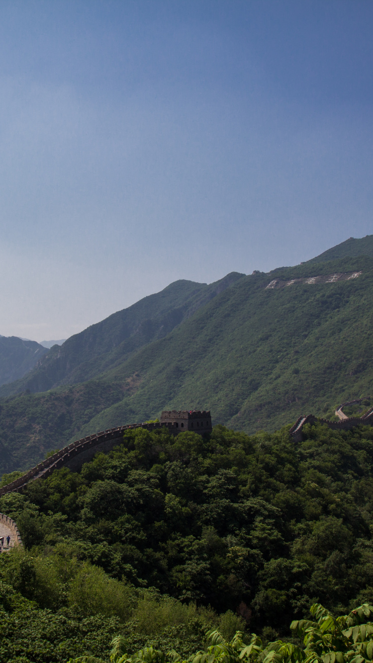 中国的长城, 多山的地貌, 山站, 高地, 植被 壁纸 750x1334 允许