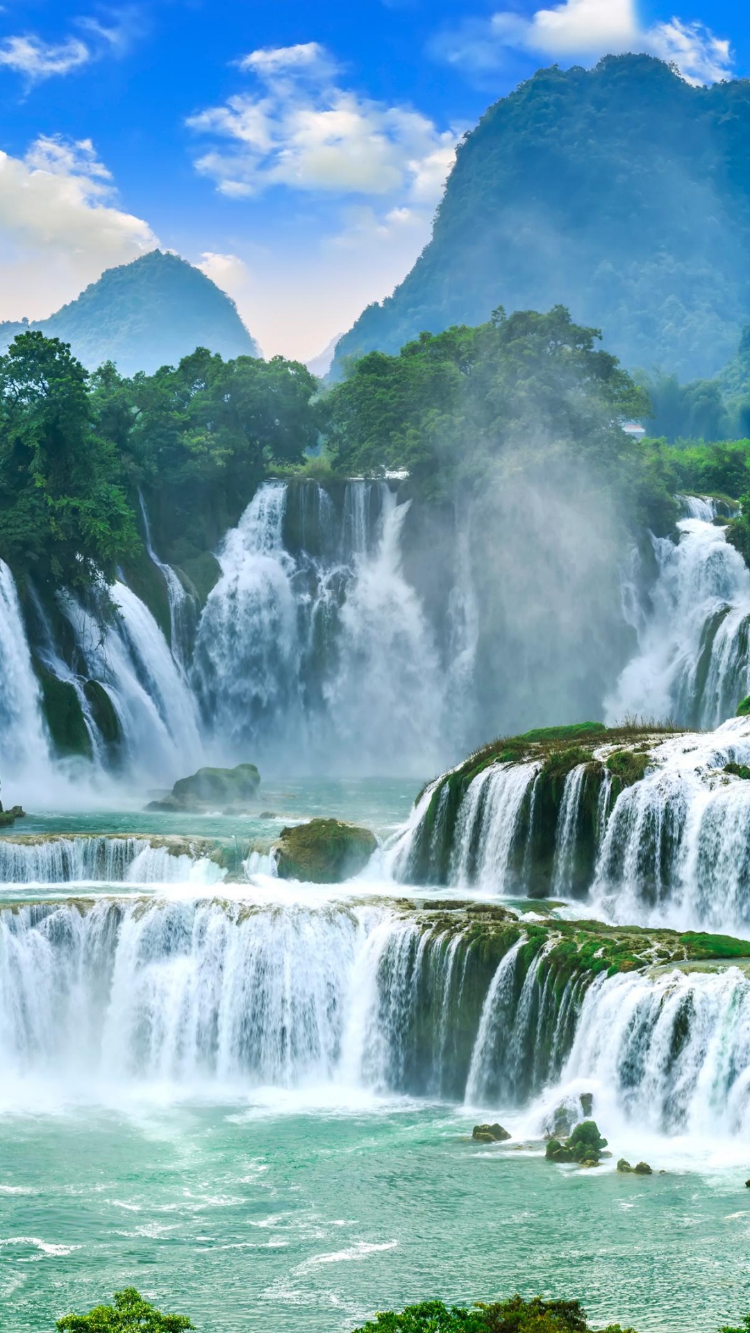 安赫尔瀑布, 菩提瀑布Latehar, Kuang si Waterfall, Chongzuo, 旅行 壁纸 1080x1920 允许