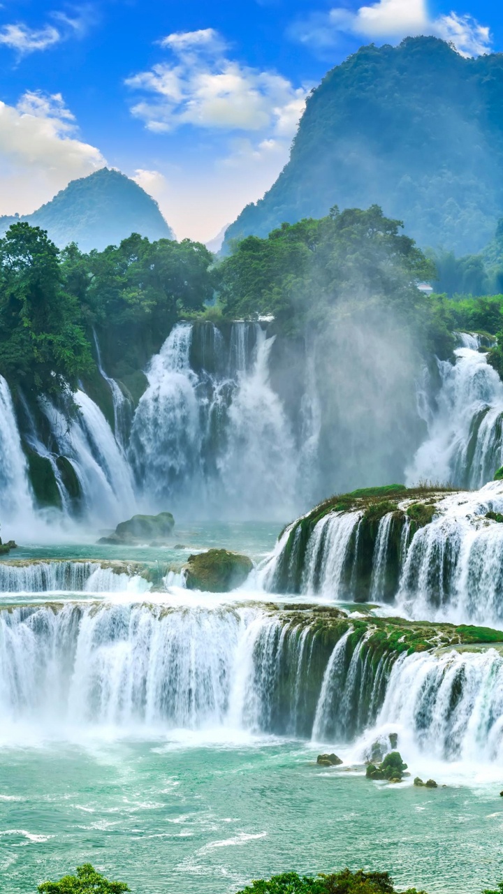 安赫尔瀑布, 菩提瀑布Latehar, Kuang si Waterfall, Chongzuo, 旅行 壁纸 720x1280 允许